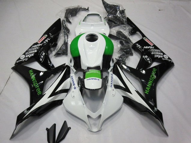 Mejores Carenados Moto Honda CBR600RR 2007-2008 - Blanco Verde Negro Brillante Hannspree