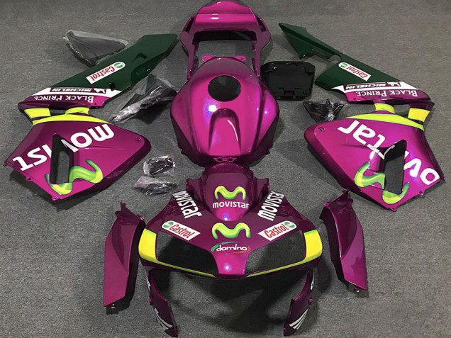 Mejores Carenados Moto Honda CBR600RR 2003-2004 - Hot Rosa Amarillo Verde MoviStar