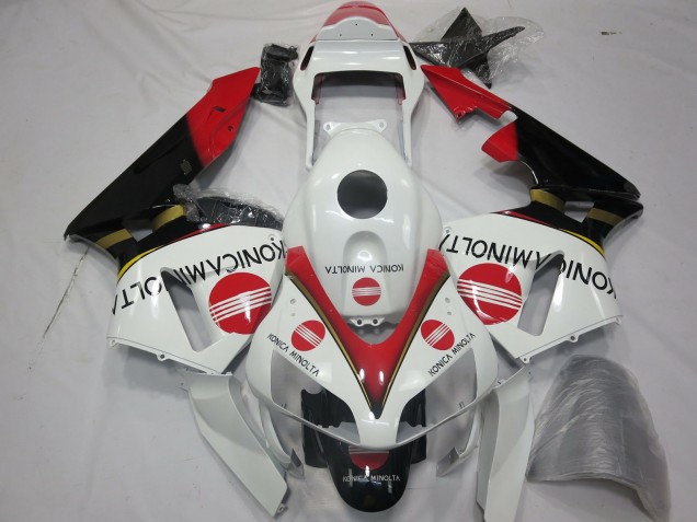 Mejores Carenados Moto Honda CBR600RR 2003-2004 - Blanco Rojo Negro Brillante Konica Minolta