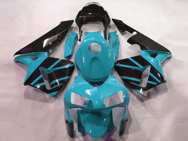 Mejores Carenados Moto Honda CBR600RR 2003-2004 - Azul Claro Negro Brillante OEM Estilo