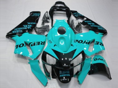 Mejores Carenados Moto Honda CBR600RR 2003-2004 - Azul Claro Negro Brillante Repsol