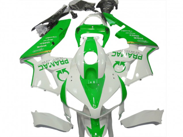 Mejores Carenados Moto Honda CBR600RR 2005-2006 - Blanco Verde Claro Pramac
