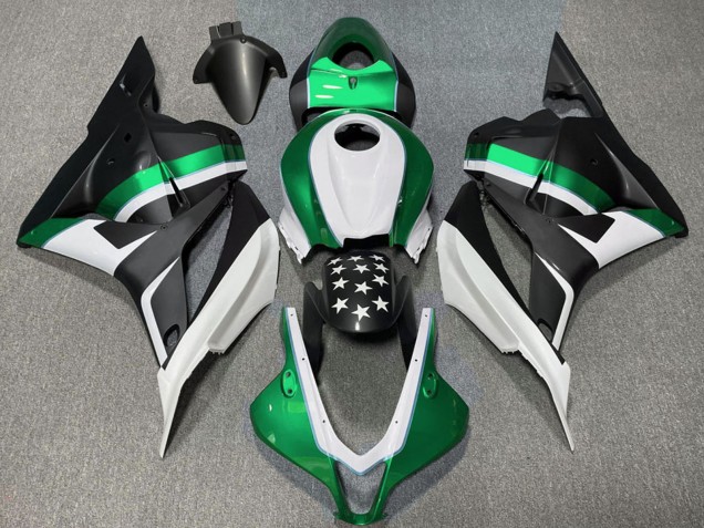 Mejores Carenados Moto Honda CBR600RR 2009-2012 - Blanco Verde Negro Mate Estrella