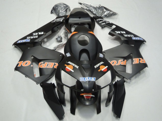 Mejores Carenados Moto Honda CBR600RR 2003-2004 - Negro Mate Naranja Repsol
