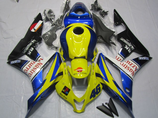 Mejores Carenados Moto Honda CBR600RR 2007-2008 - Amarillo Azul Blanco Negro Brillante Nastro Azzurro
