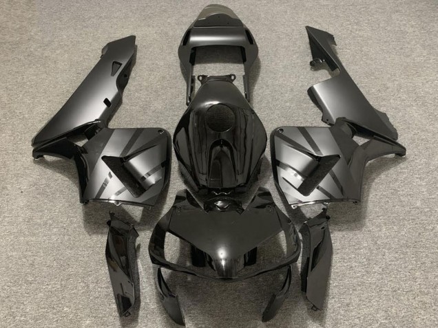 Mejores Carenados Moto Honda CBR600RR 2003-2004 - Negro Brillante Gris Mate OEM Estilo