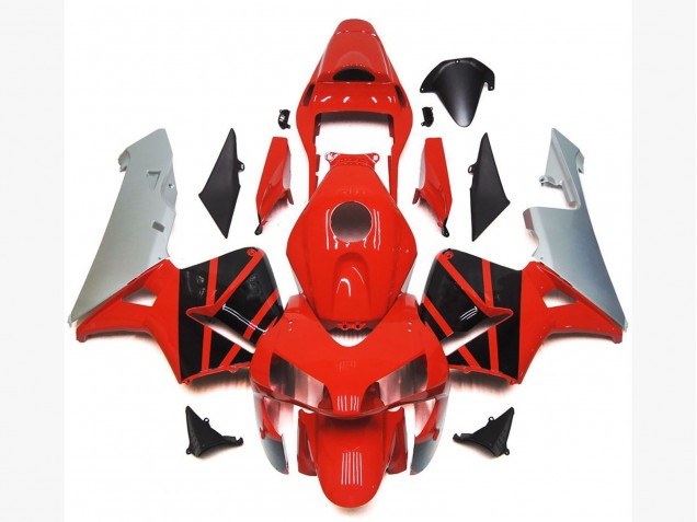 Mejores Carenados Moto Honda CBR600RR 2003-2004 - Plata Rojo Negro Brillante OEM Estilo