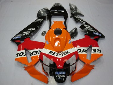 Mejores Carenados Moto Honda CBR600RR 2003-2004 - Naranja Blanco Rojo Negro Brillante OEM Estilo Repsol