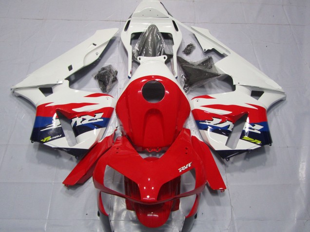 Mejores Carenados Moto Honda CBR600RR 2003-2004 - Blanco Rojo Azul RVF Estilo