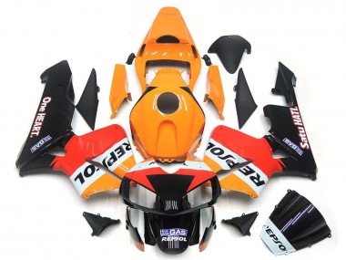 Mejores Carenados Moto Honda CBR600RR 2003-2004 - Naranja Blanco Rojo Negro Brillante One Heart Repsol