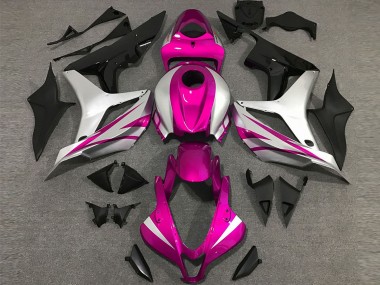 Mejores Carenados Moto Honda CBR600RR 2007-2008 - Plata Rosa Negro Brillante OEM Estilo