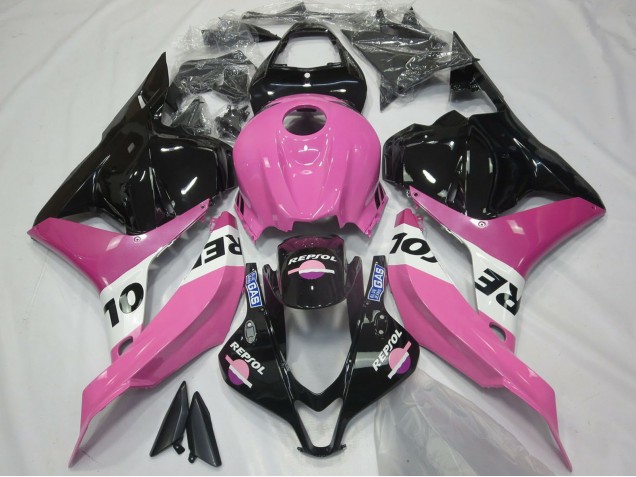 Mejores Carenados Moto Honda CBR600RR 2009-2012 - Rosa Blanco Negro Brillante Repsol