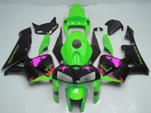 Mejores Carenados Moto Honda CBR600RR 2005-2006 - Rosa Splatter on Verde