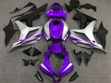 Mejores Carenados Moto Honda CBR600RR 2007-2008 - Plata Púrpura Negro Brillante OEM Estilo