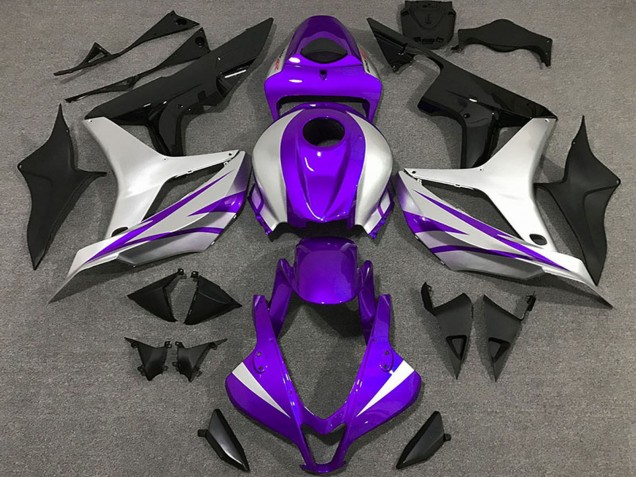 Mejores Carenados Moto Honda CBR600RR 2007-2008 - Plata Púrpura Negro Brillante OEM Estilo