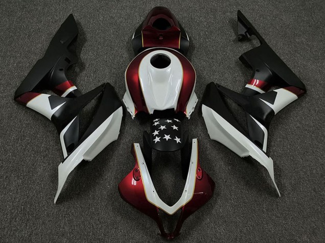 Mejores Carenados Moto Honda CBR600RR 2009-2012 - Blanco Rojo Negro Mate Estrella