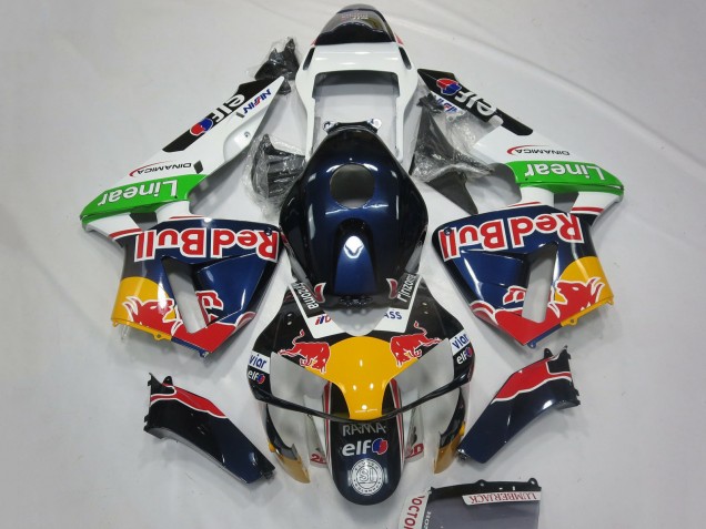 Mejores Carenados Moto Honda CBR600RR 2003-2004 - Blanco Azul Amarillo Verde Rojo Bull Diseño
