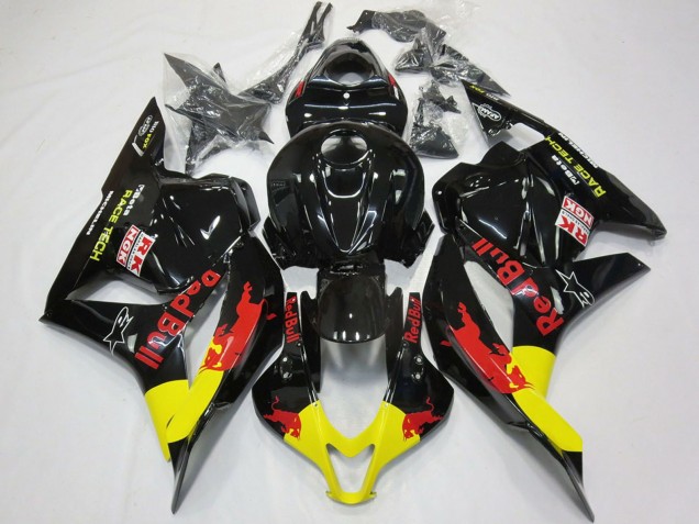 Mejores Carenados Moto Honda CBR600RR 2009-2012 - Negro Brillante Amarillo Rojo Bull