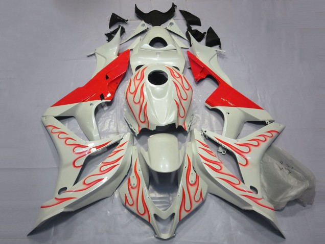 Mejores Carenados Moto Honda CBR600RR 2007-2008 - Blanco Rojo Llama