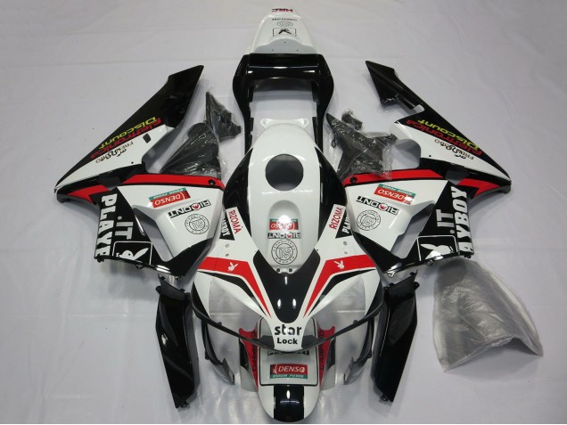 Mejores Carenados Moto Honda CBR600RR 2003-2004 - Blanco Rojo Negro Brillante Playboy