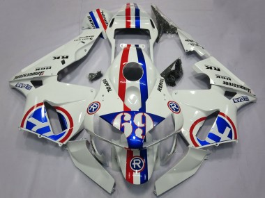 Mejores Carenados Moto Honda CBR600RR 2003-2004 - Blanco Rojo Azul Repsol 69