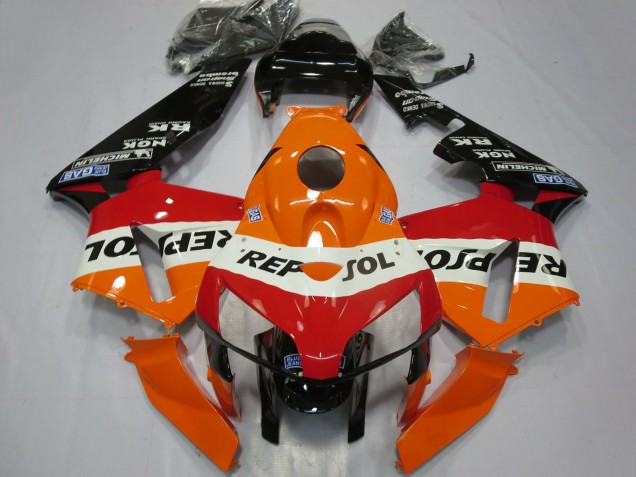 Mejores Carenados Moto Honda CBR600RR 2005-2006 - Naranja Blanco Rojo Negro Brillante Repsol