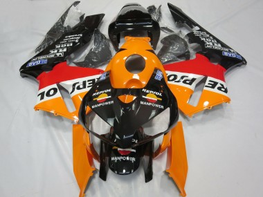 Mejores Carenados Moto Honda CBR600RR 2005-2006 - Naranja Blanco Rojo Negro Brillante Repsol Man Power