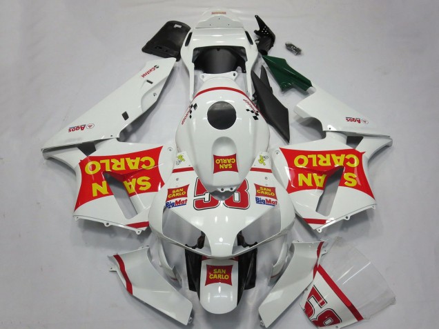 Mejores Carenados Moto Honda CBR600RR 2003-2004 - Blanco Rojo Amarillo San Carlo 58