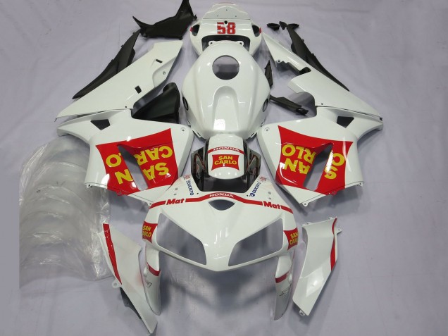 Mejores Carenados Moto Honda CBR600RR 2005-2006 - Blanco Rojo Amarillo San Carlo 58