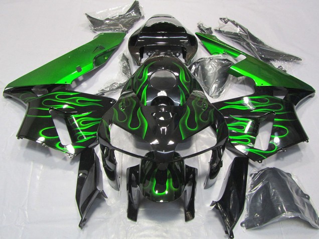 Mejores Carenados Moto Honda CBR600RR 2005-2006 - Negro Brillante Vibrant Verde Llama