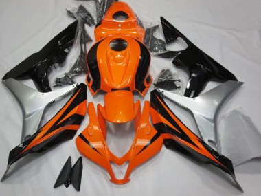 Mejores Carenados Moto Honda CBR600RR 2007-2008 - Plata Naranja Negro Brillante OEM Estilo