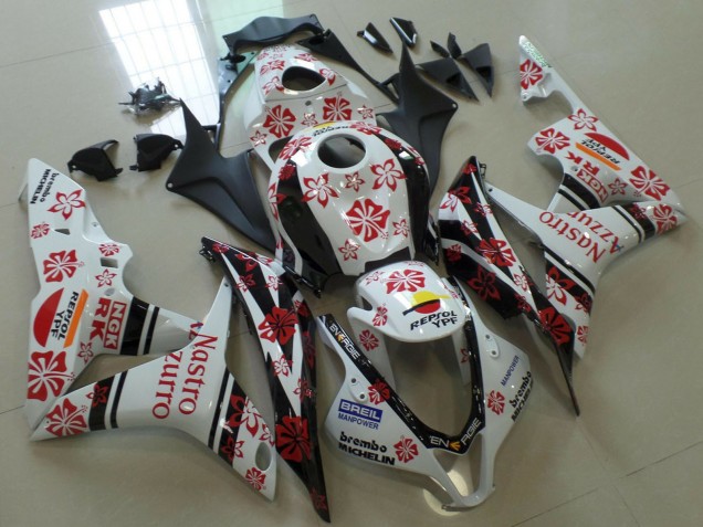 Mejores Carenados Moto Honda CBR600RR 2007-2008 - Blanco Rojo Negro Nastro Azzurro