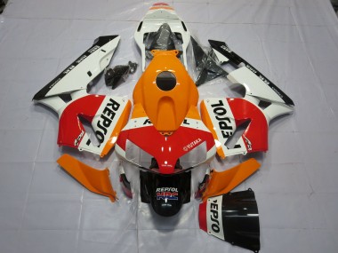 Mejores Carenados Moto Honda CBR600RR 2003-2004 - Naranja Blanco Rojo Negro Brillante Repsol