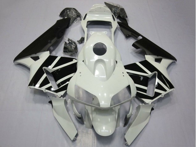 Mejores Carenados Moto Honda CBR600RR 2003-2004 - Blanco Negro Brillante OEM Estilo
