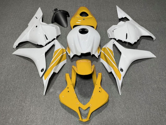 Mejores Carenados Moto Honda CBR600RR 2009-2012 - Blanco Amarillo Raya