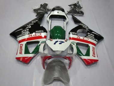 Mejores Carenados Moto Honda CBR954RR 2002-2003 - Blanco Rojo Verde Negro Brillante CRR Castrol