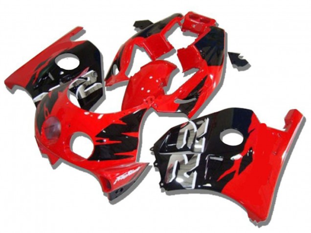 Mejores Carenados Moto Honda CBR250RR 1990-1998 - Rojo Negro Brillante Plata RR