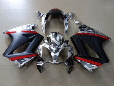 Mejores Carenados Moto Honda VFR 800 2002-2013 - Gris Camouflage Rojo Negro Mate
