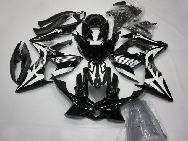 Mejores Carenados Moto Suzuki GSXR 1000 2009-2016 - Negro Brillante Blanco