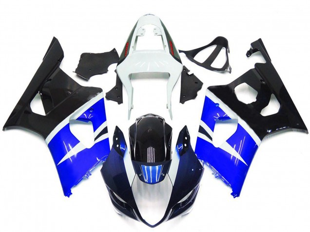 Mejores Carenados Moto Suzuki GSXR 1000 2003-2004 - Blanco Azul Negro Brillante