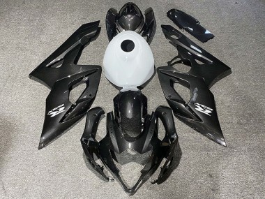 Mejores Carenados Moto Suzuki GSXR 1000 2005-2006 - FibraCarbono Estilo Blanco Brillante