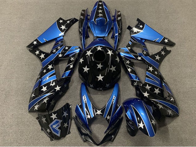 Mejores Carenados Moto Suzuki GSXR 1000 2007-2008 - Azul Negro Brillante Estrella