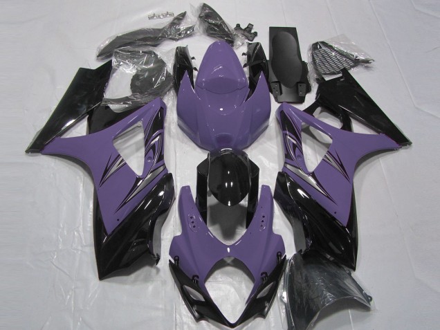 Mejores Carenados Moto Suzuki GSXR 1000 2007-2008 - Púrpura Oscuro Negro Brillante