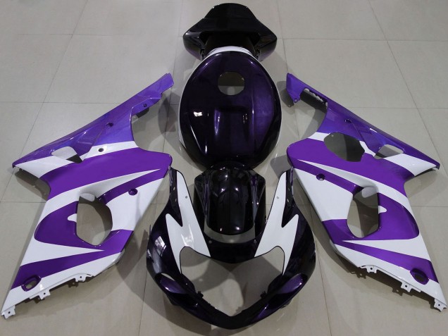 Mejores Carenados Moto Suzuki GSXR 1000 2000-2002 - Púrpura Blanco Negro
