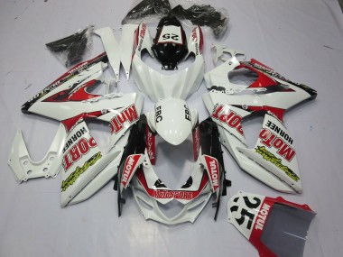 Mejores Carenados Moto Suzuki GSXR 1000 2009-2016 - Blanco Rojo Dunlop 52