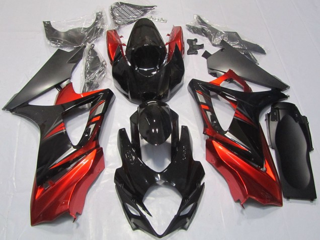 Mejores Carenados Moto Suzuki GSXR 1000 2007-2008 - Negro Brillante Rojo