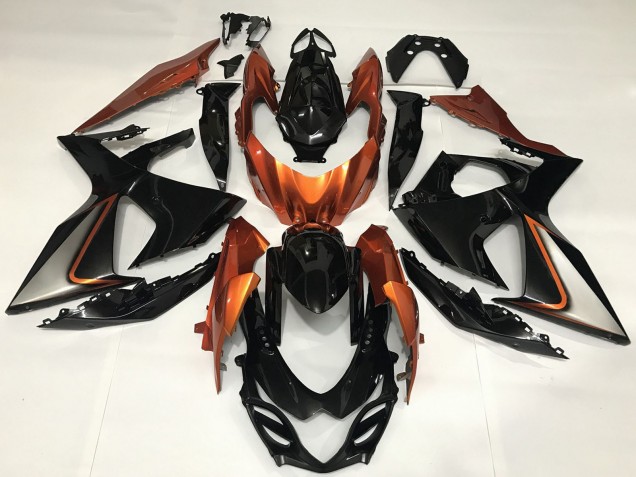 Mejores Carenados Moto Suzuki GSXR 1000 2009-2016 - Negro Brillante Shiny Naranja