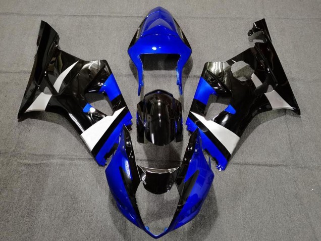 Mejores Carenados Moto Suzuki GSXR 1000 2003-2004 - Azul Blanco Negro Brillante
