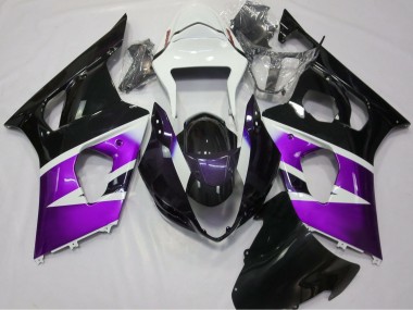Mejores Carenados Moto Suzuki GSXR 1000 2003-2004 - Púrpura Blanco Negro Brillante