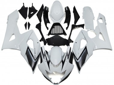 Mejores Carenados Moto Suzuki GSXR 1000 2005-2006 - Blanco Brillante Plata Negro